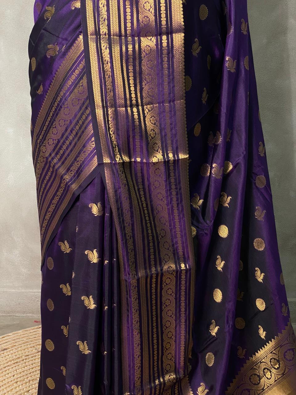 Violet Banarasi silk saree- MPS1