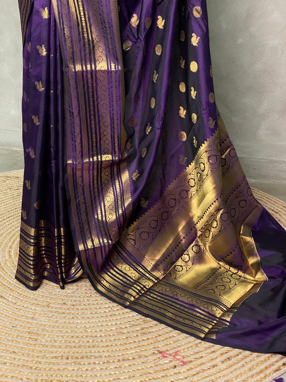Violet Banarasi silk saree- MPS1