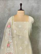 Off white Linen Silk unstitched salwar set: PBRUS3C