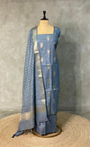 Grey linen silk unstitched salwar set: PBRUS1A