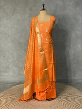 Light Orange linen silk unstitched salwar set: PBRUS1B