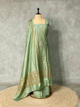 Pastal green Chiniya Silk unstitched salwar set: PBRUS4A
