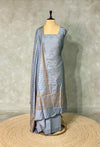 Grey Chiniya Silk unstitched salwar set: PBRUS4D
