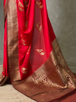 Red and Brown banarasi Crepe silk saree - PBC1