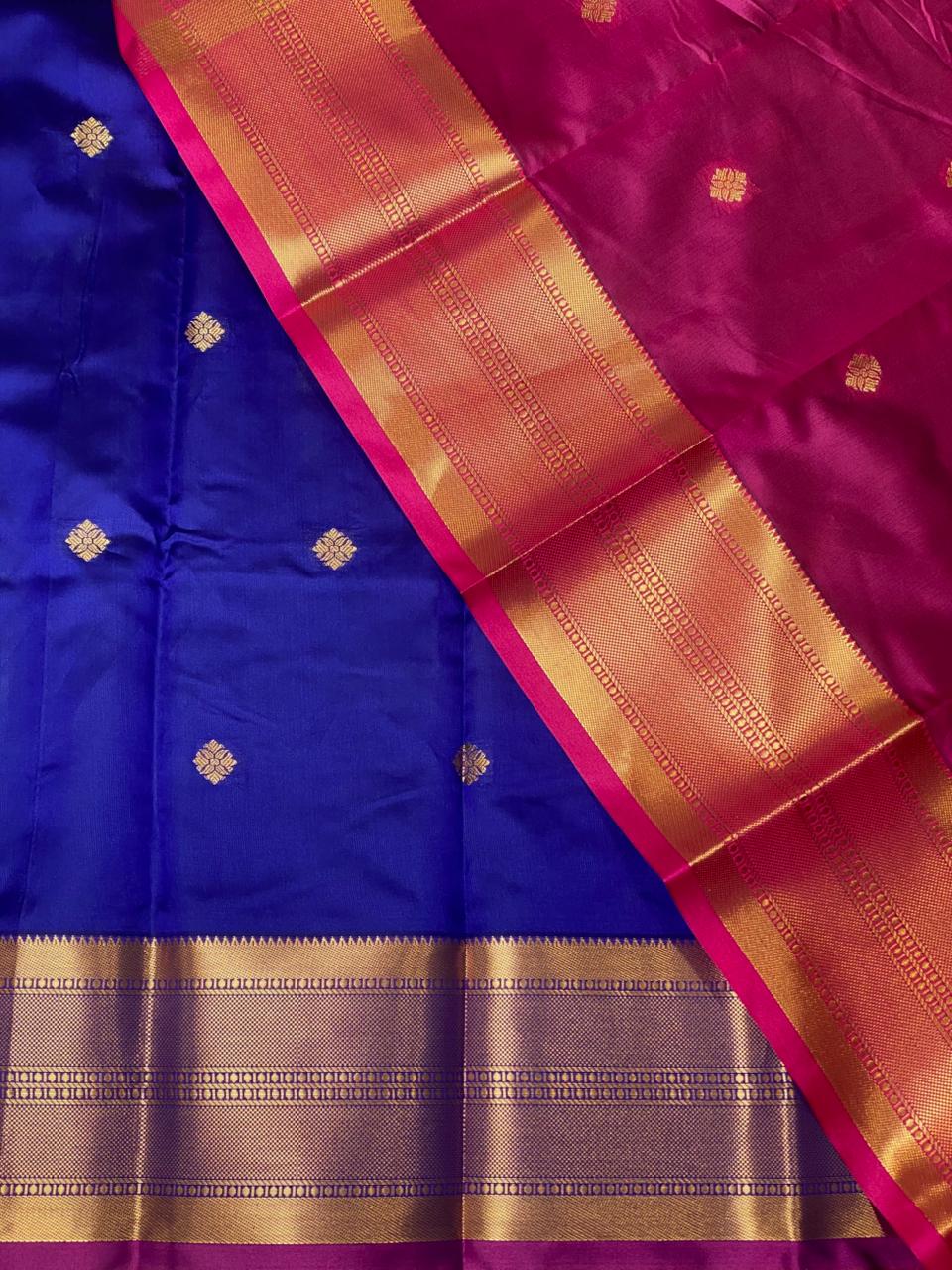 Royal Blueand Magenta semi kanchipuram soft silk saree - PSSN57