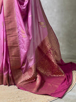 Onion pink and wine banarasi Crepe silk saree - PBC4