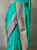 Blue Banarasi Crepe silk saree - PBC5