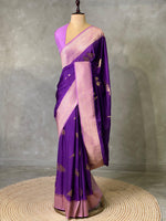 Violet and pink Banarasi Crepe silk saree - PBC6