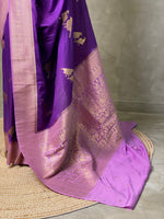 Violet and pink Banarasi Crepe silk saree - PBC6