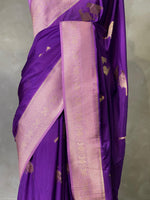 Violet and pink Banarasi Crepe silk saree - PBC6