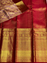 Lavender and Red Pure tissue Kanchipuram Silk saree - PPURE30