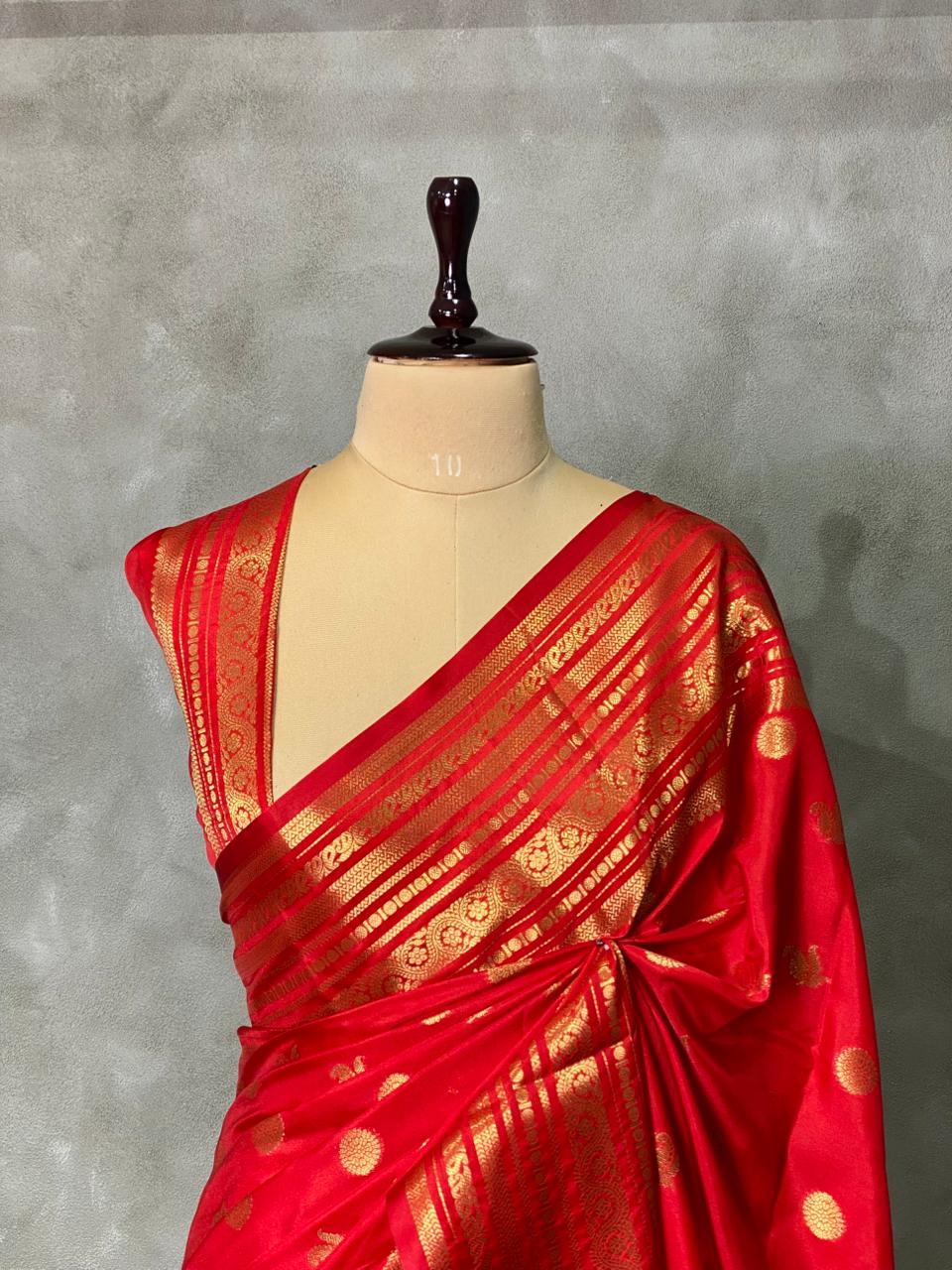 Red Banarasi silk saree- MPS2