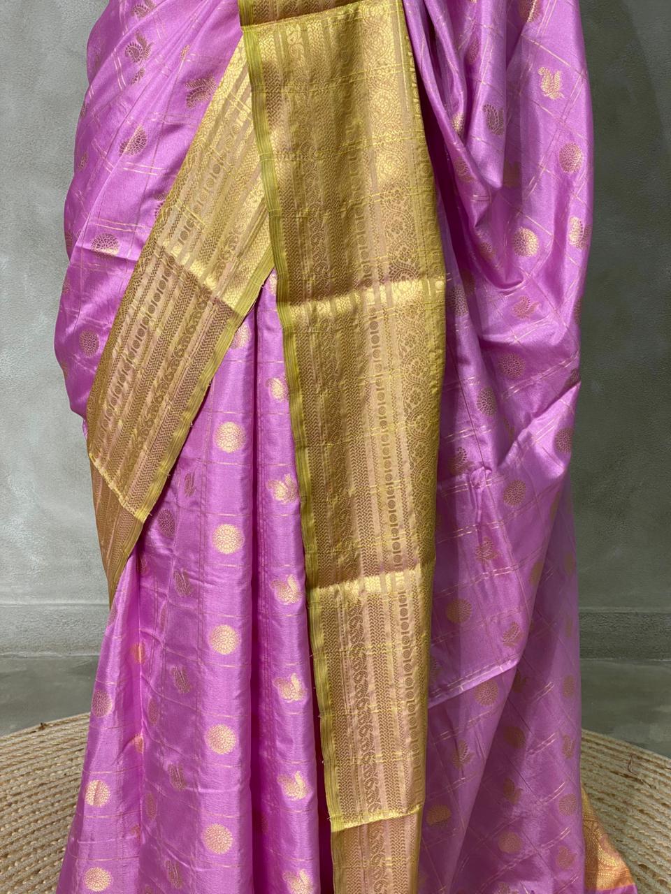 Lilac Pink Banarasi silk saree- MPS2A