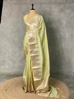 Pastal Green Semi katan Banarasi silk saree- MPS7E