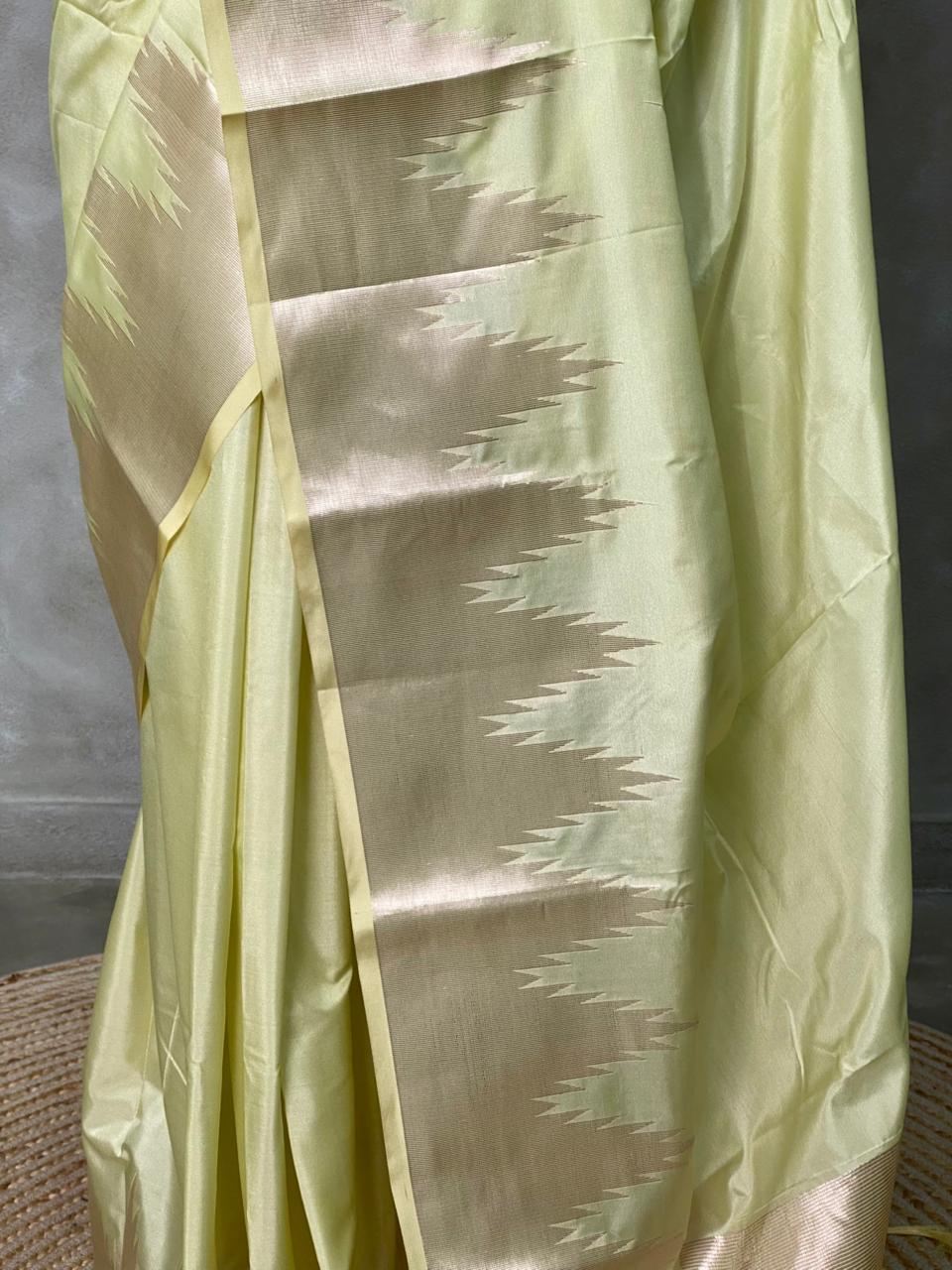 Pastal Green Semi katan Banarasi silk saree- MPS7E