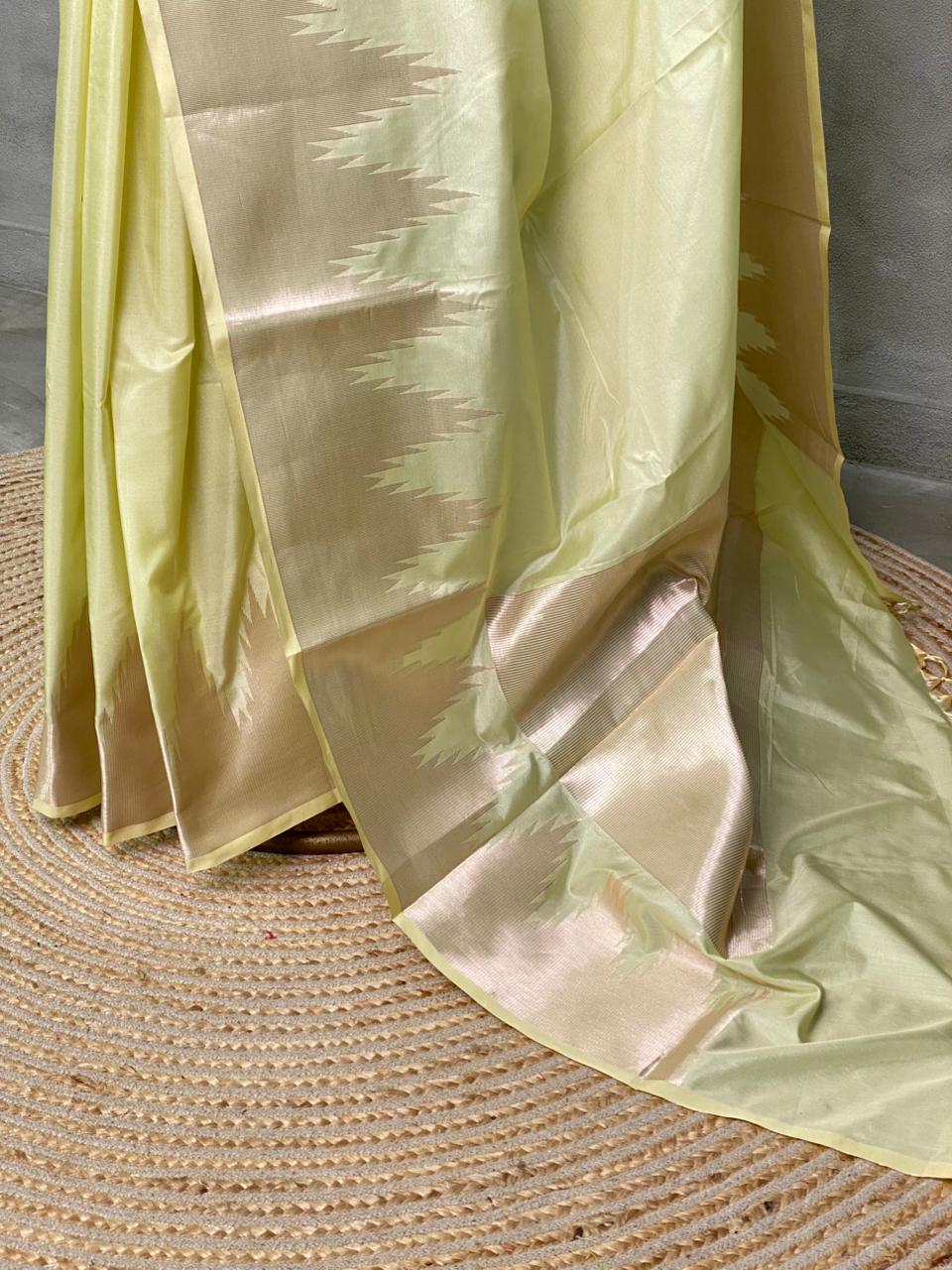 Pastal Green Semi katan Banarasi silk saree- MPS7E