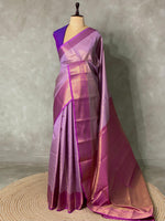Lavender and purple Semi brocade Banarasi silk saree- PBROB