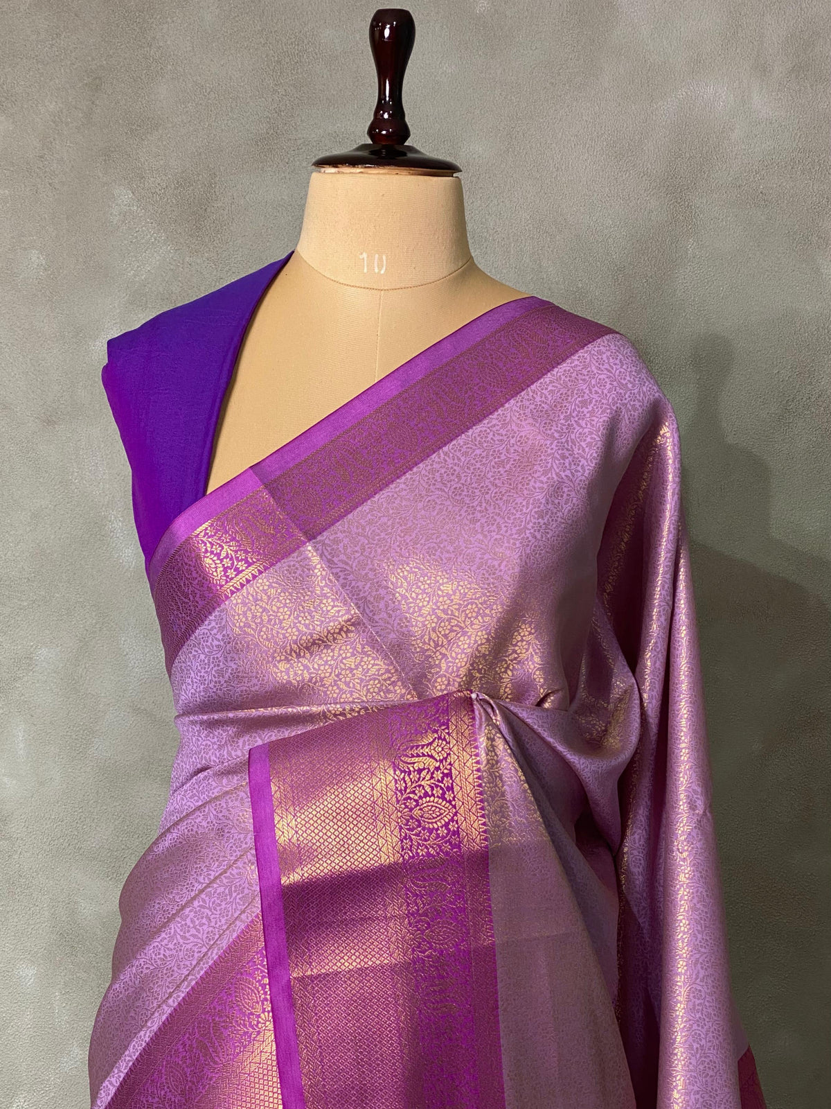 Lavender and purple Semi brocade Banarasi silk saree- PBROB
