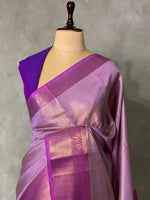 Lavender and purple Semi brocade Banarasi silk saree- PBROB