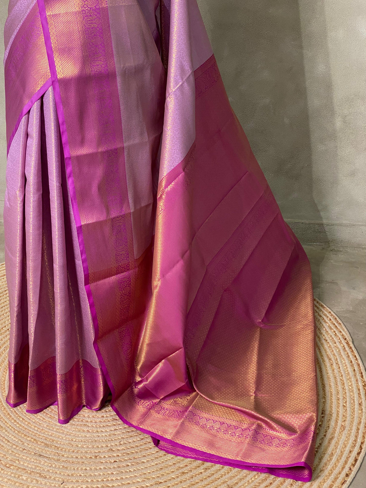Lavender and purple Semi brocade Banarasi silk saree- PBROB