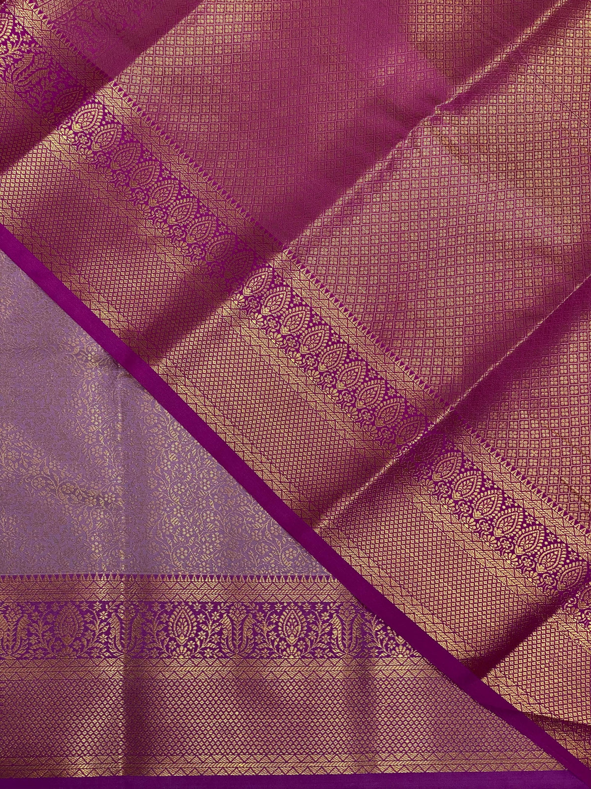 Lavender and purple Semi brocade Banarasi silk saree- PBROB
