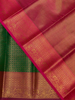 Green andmagenta Semi brocade Banarasi silk saree- PBROD