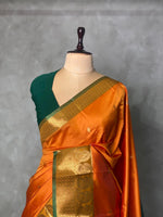 Mustard Yellow and Green semi kanchipuram soft silk saree - PSSN99