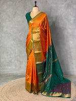 Mustard Yellow and Green semi kanchipuram soft silk saree - PSSN99