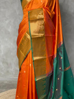 Mustard Yellow and Green semi kanchipuram soft silk saree - PSSN99