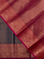 Navy Blue andmagenta Semi brocade Banarasi silk saree- PBROH
