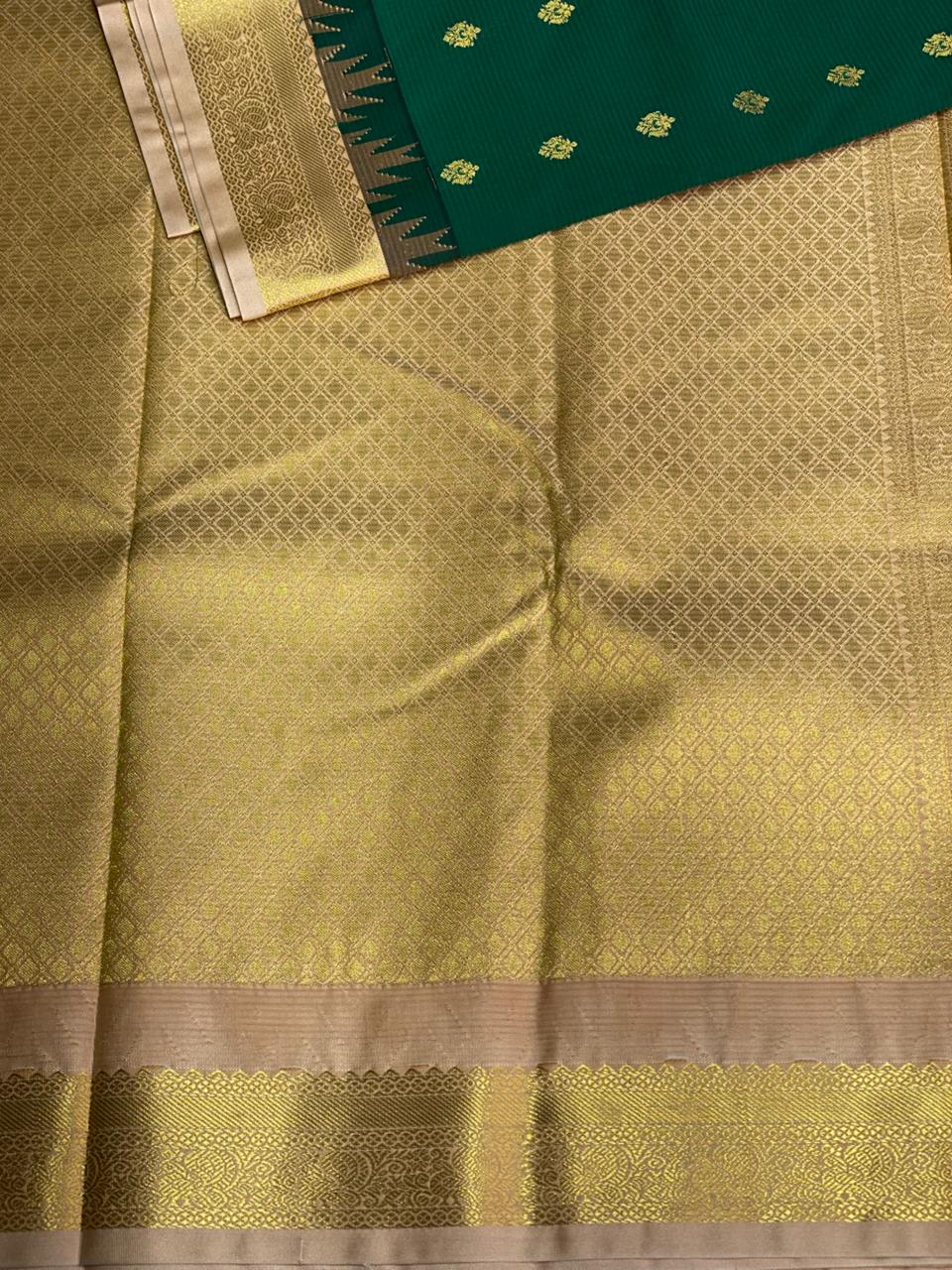 Dark Green and sandal silk saree- PSSR148