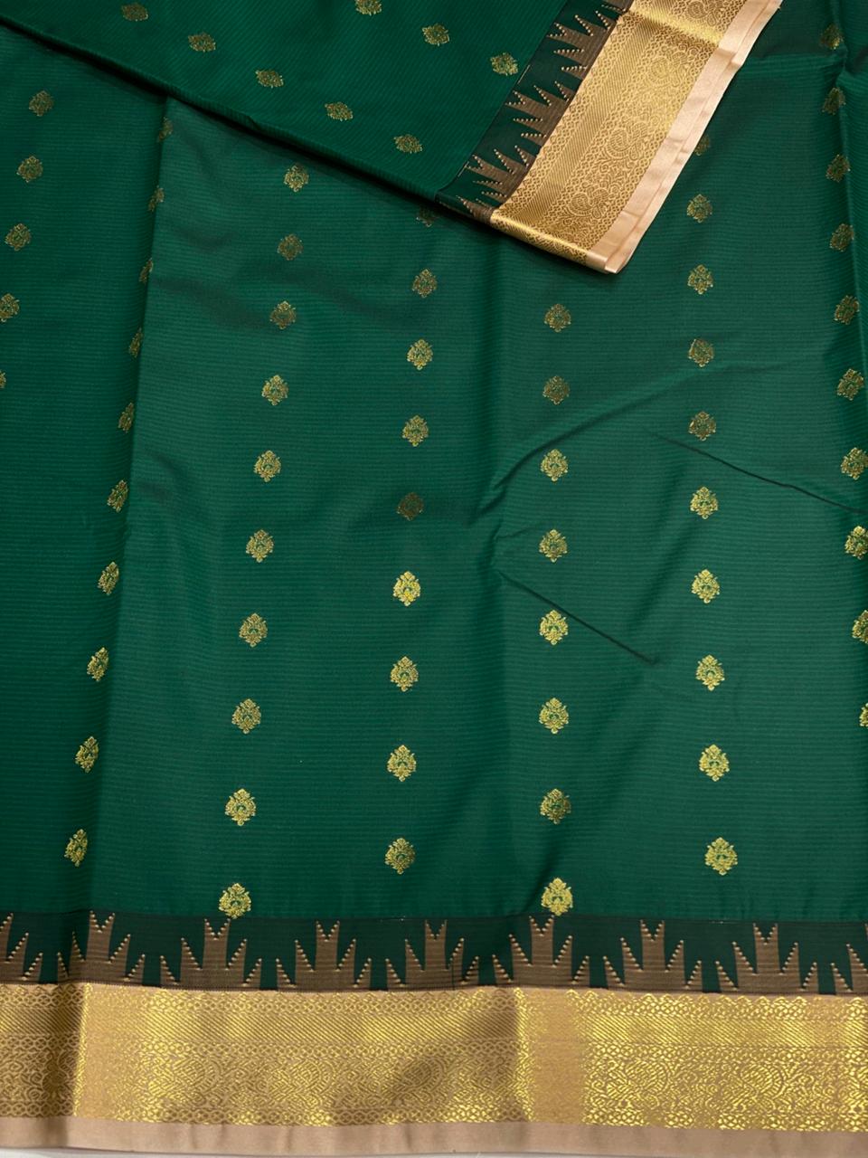 Dark Green and sandal silk saree- PSSR148