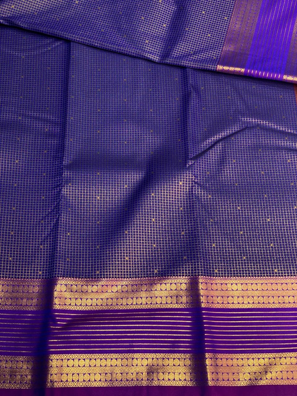 Blue and magenta silk saree- PSSR158