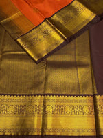 Rust Orange and violet silk saree- PSSR165
