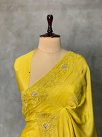 Yellow Pure chiffon designer saree - PSD09