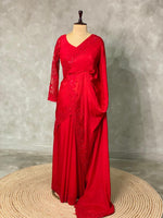 Red Pure chiffon designer saree - PSD10