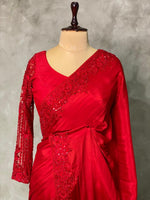 Red Pure chiffon designer saree - PSD10