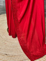 Red Pure chiffon designer saree - PSD10