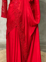 Red Pure chiffon designer saree - PSD10