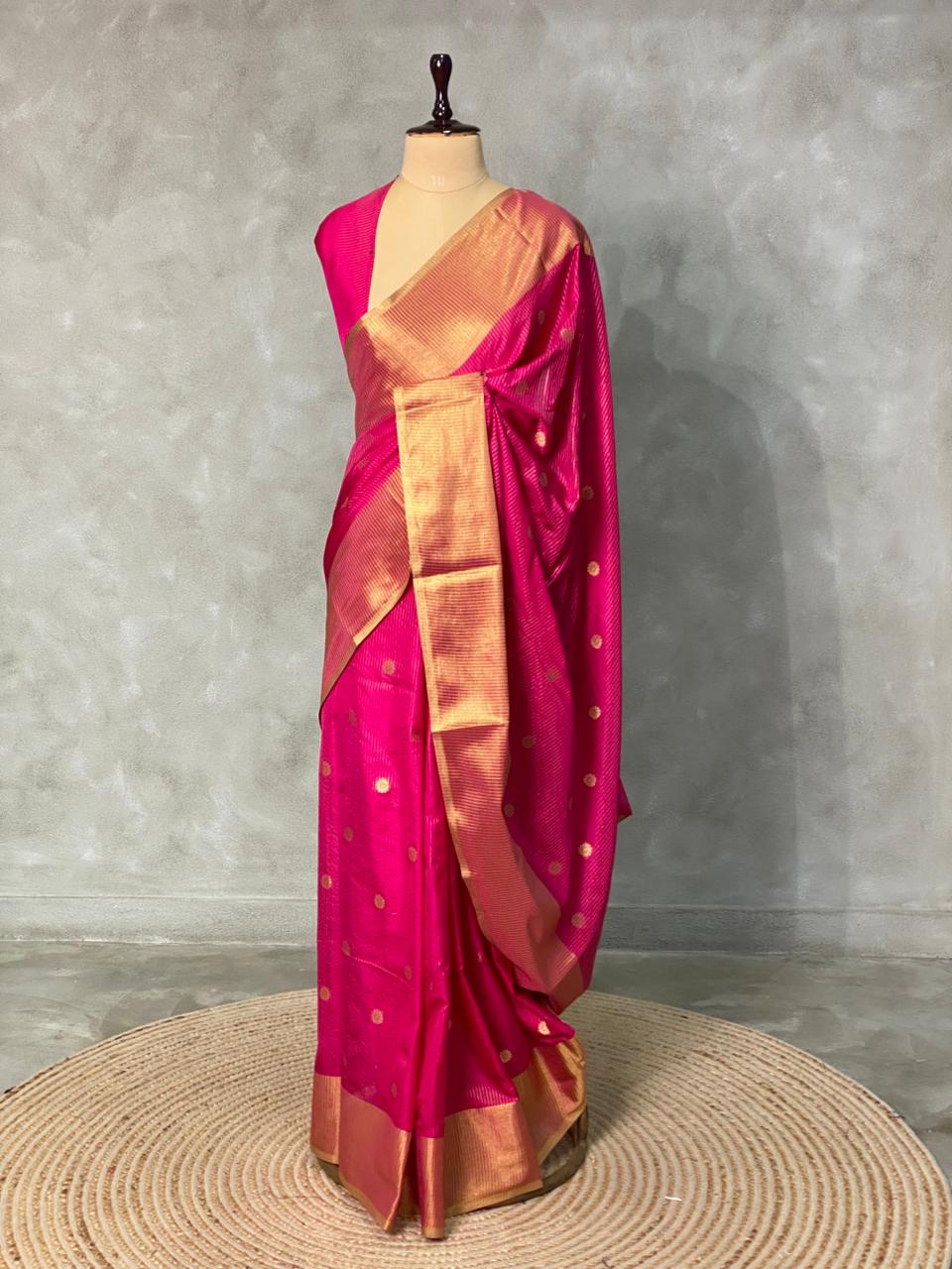 Rani Pink Banarasi silk saree- MPS2G
