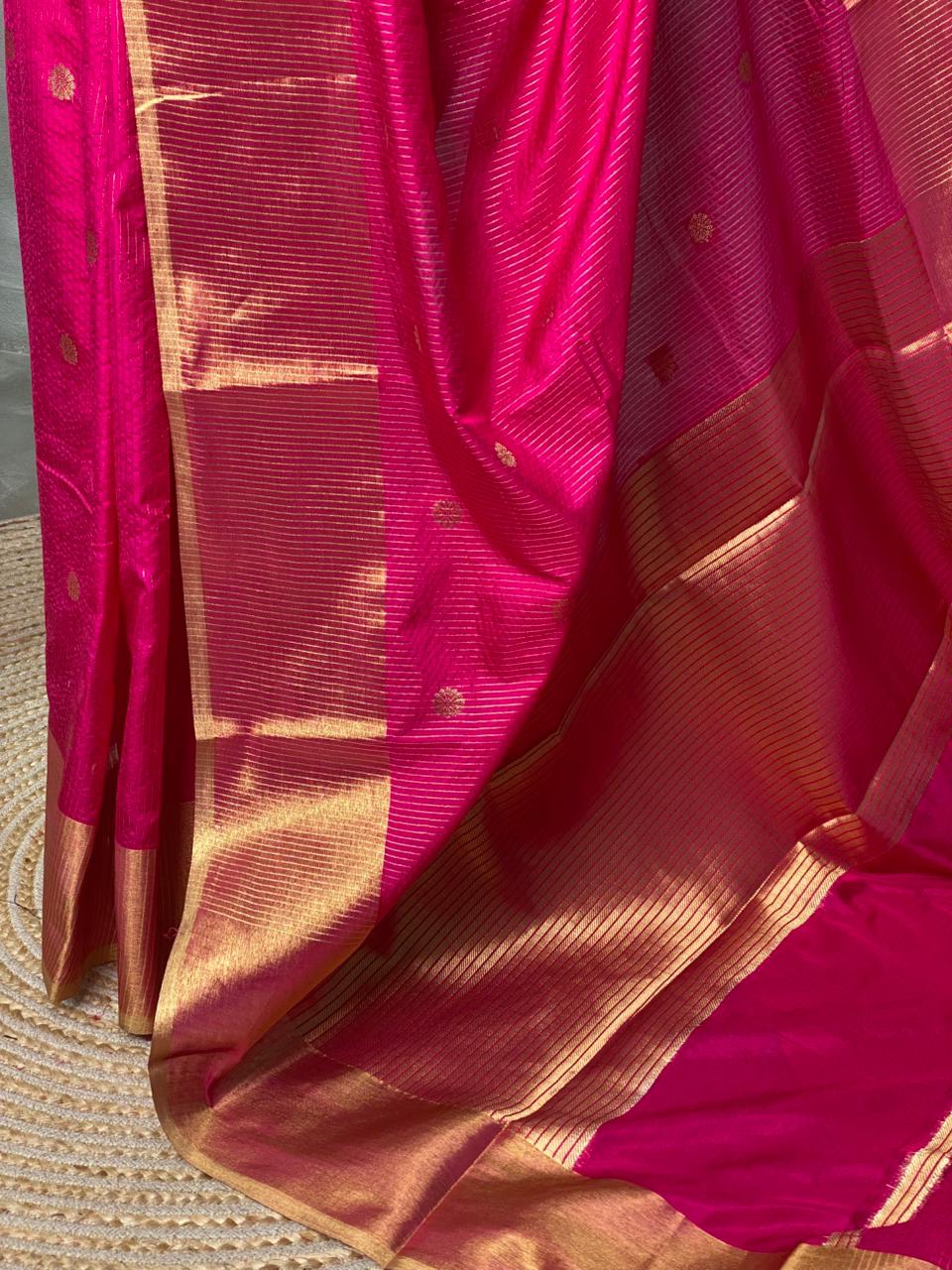 Rani Pink Banarasi silk saree- MPS2G