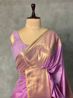 Lilac Pink Banarasi silk saree- MPS2B