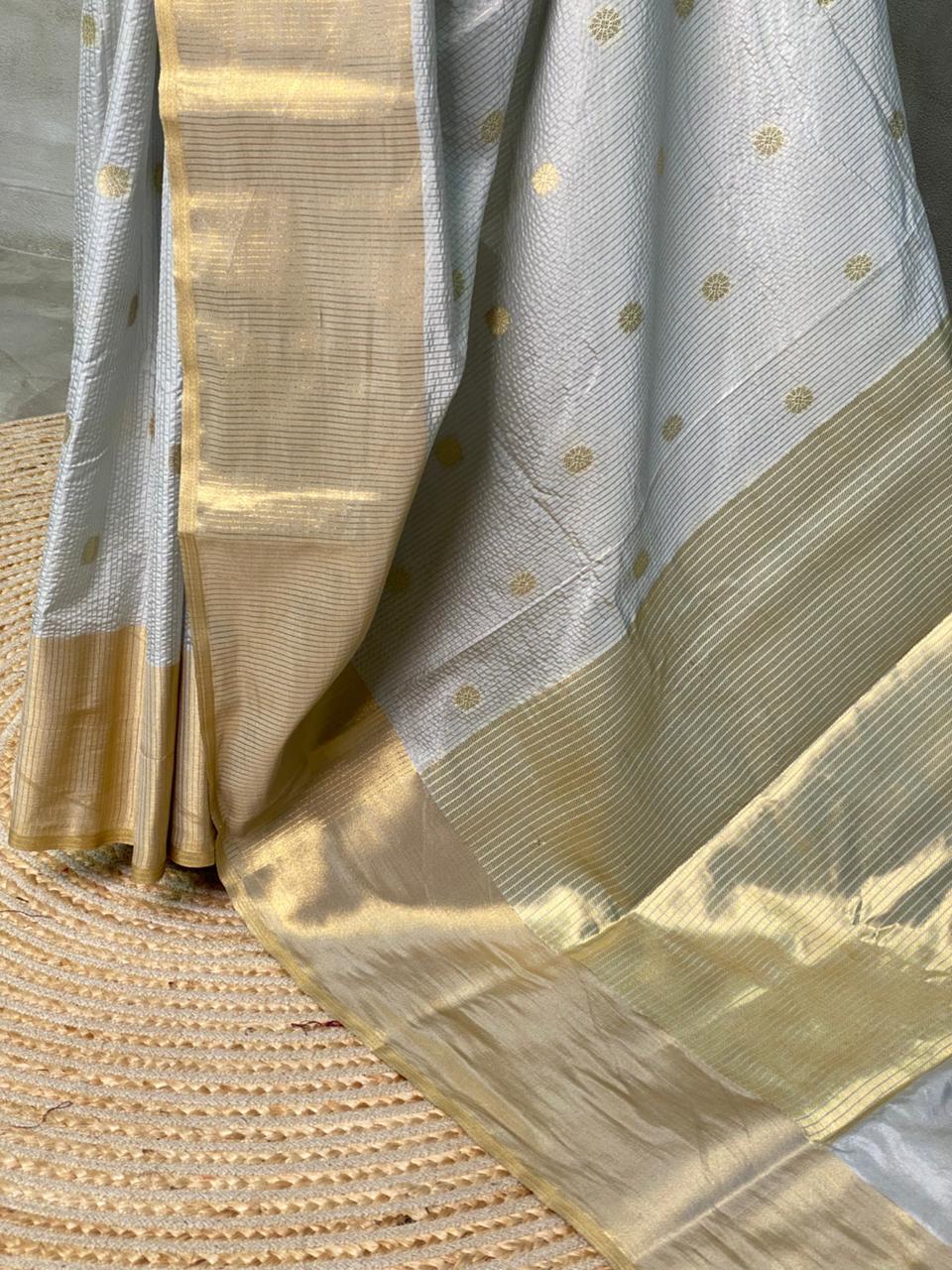 Grey Banarasi silk saree- MPS2C