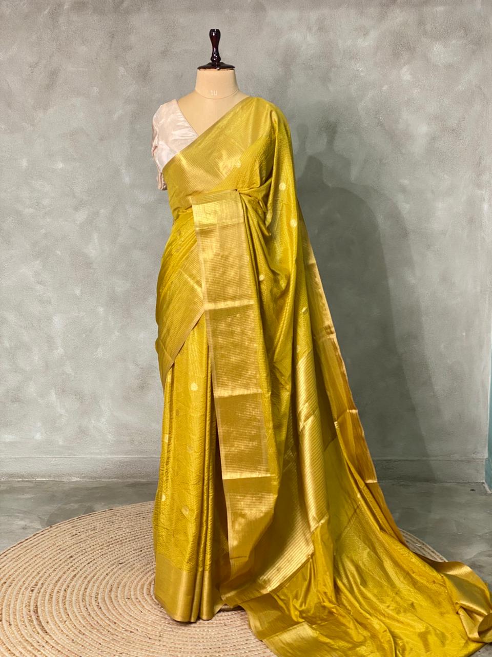 Olive Green Banarasi silk saree- MPS2E