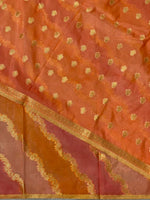 Orange and peach Banarasi silk saree- MPS11A