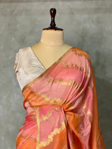 Orange and peach Banarasi silk saree- MPS11B