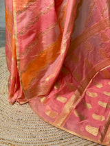 Orange and peach Banarasi silk saree- MPS11B