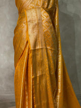 Mustard yellow brocade Banarasi silk saree- MPSBRO1