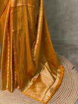 Mustard yellow brocade Banarasi silk saree- MPSBRO1