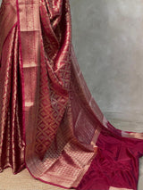 Deep maroon brocade Banarasi silk saree- MPSBRO2